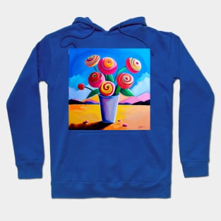 Cute Abstract Flowers in a Desert Mountain Landscape Hoodie